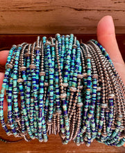 Load image into Gallery viewer, Lapis & Turquoise Heishi Choker – 14" Sterling Silver Beads