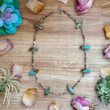 Load image into Gallery viewer, 22” Chunky Turquoise & Dark Brown Shell Heishi Necklace