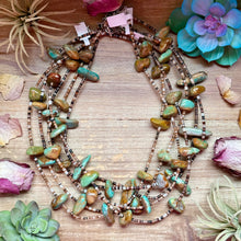 Load image into Gallery viewer, 22” Dark Shell & Turquoise Nugget Necklace