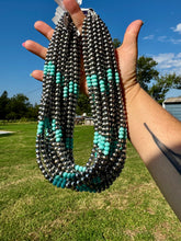 Load image into Gallery viewer, Sterling Silver Pearl & Blue Turquoise Necklace – 19"