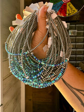 Load image into Gallery viewer, Lapis & Turquoise Heishi Choker – 14" Sterling Silver Beads