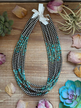 Load image into Gallery viewer, 20” Heishi Turquoise Necklace – 4mm Turquoise & 5mm Sterling Silver Pearls