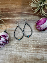 Load image into Gallery viewer, Mixed Turquoise & Spiny Oyster Teardrop Earrings – Sterling Silver Pearls