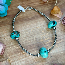 Load image into Gallery viewer, 16” Turquoise Rondelle Necklace – Sterling Silver Pearls