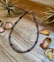 Load image into Gallery viewer, 18-Inch Sterling Silver Pearl Necklace with Deep Purple Spiny Oyster – (5mm)