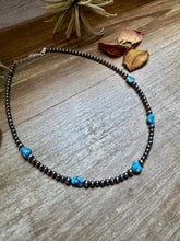 Load image into Gallery viewer, Golden Hill Turquoise & Sterling Silver Pearl Necklace – 16" + Extender