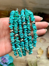 Load image into Gallery viewer, 15” Turquoise Chip Paperclip Necklace – Sterling Silver Accent