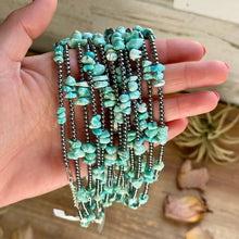 Load image into Gallery viewer, 16.5” Sky Blue Lone Mountain Turquoise Nugget Necklace – 3mm Sterling Silver Pearls