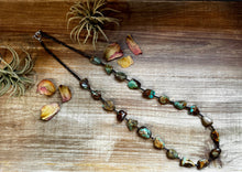 Load image into Gallery viewer, 34-Inch Long Turquoise Nugget & Brown Shell Necklace