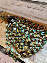 Load image into Gallery viewer, 34-Inch Long Turquoise Nugget & Brown Shell Necklace