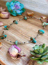 Load image into Gallery viewer, 22” Chunky Turquoise & Dark Brown Shell Heishi Necklace