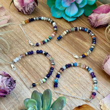 Load image into Gallery viewer, 6.25” Mixed Gemstone Bracelet – 6mm Sterling Silver Pearls