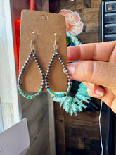 Load image into Gallery viewer, Teardrop Earrings – Sterling Silver Pearl & Blue Turquoise Heishi