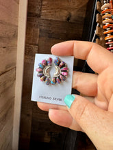 Load image into Gallery viewer, Half Cluster Earrings – Pink Dahlia & Sterling Silver