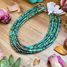 Load image into Gallery viewer, African Turquoise Heishi & Sterling Silver Pearl Necklace