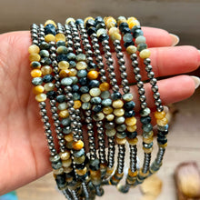 Load image into Gallery viewer, 16” Golden Tiger Eye Necklace – Sterling Silver Pearls