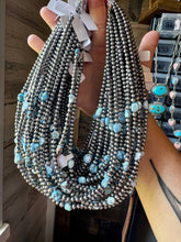 Load image into Gallery viewer, Golden Hill Turquoise & Sterling Silver Pearl Necklace – 16" + Extender