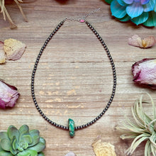 Load image into Gallery viewer, 16” Green & Brown Turquoise Necklace – Sterling Silver
