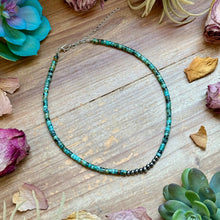 Load image into Gallery viewer, African Turquoise Heishi & Sterling Silver Pearl Necklace