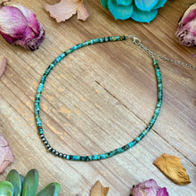 Load image into Gallery viewer, African Turquoise Heishi & Sterling Silver Pearl Necklace