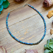 Load image into Gallery viewer, Sterling Silver Pearls choker and Purple Dolomite Heishi