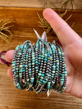 Load image into Gallery viewer, African Turquoise & Sterling Silver Pearl Bracelet – 3mm