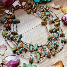 Load image into Gallery viewer, 22” Dark Shell & Turquoise Nugget Necklace