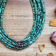 Load image into Gallery viewer, African Turquoise Heishi & Sterling Silver Pearl Necklace