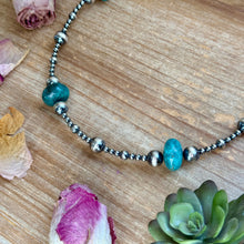 Load image into Gallery viewer, 18.5” Turquoise Necklace – Sterling Silver Pearls