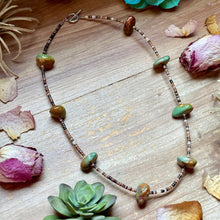 Load image into Gallery viewer, 22” Dark Shell & Turquoise Nugget Necklace