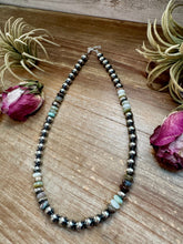 Load image into Gallery viewer, Peruvian Opal & Sterling Silver Pearl Necklace – 8mm – Handmade by The Bijoux FAB – 18"