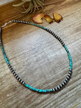 Load image into Gallery viewer, Sterling Silver Pearl & Heishi Turquoise Necklace – 19"