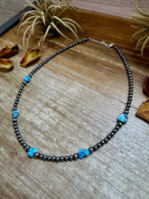 Load image into Gallery viewer, Golden Hill Turquoise & Sterling Silver Pearl Necklace – 16" + Extender