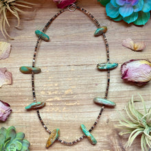 Load image into Gallery viewer, 22” Dark Shell & Turquoise Nugget Necklace