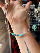 Load image into Gallery viewer, 15-Inch Sterling Silver Pearl & Blue Turquoise Torpedo Choker