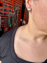 Load image into Gallery viewer, Sterling Silver Saucer Pearl Stud Earrings – 12mm, Stamp MS, USA Made