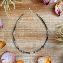 Load image into Gallery viewer, Mohave & Sterling Silver Beaded Necklace – 4 mm Sterling + 6 mm Mohave