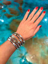 Load image into Gallery viewer, Sterling Silver & Larimar Bracelet – 6 mm Beads