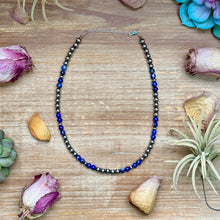 Load image into Gallery viewer, Lapis & Sterling Silver Saucer Necklace – 16” + Extender – 6 mm Lapis