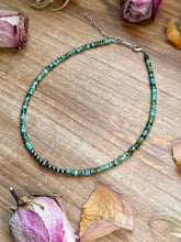 Load image into Gallery viewer, African Turquoise Heishi & Sterling Silver Pearl Necklace