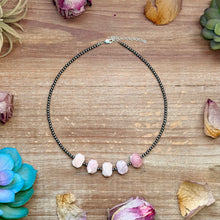 Load image into Gallery viewer, Pink Opal & 3mm Sterling Silver Pearl Necklace