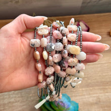 Load image into Gallery viewer, Pink Opal & 3mm Sterling Silver Pearl Necklace