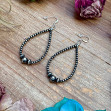 Load image into Gallery viewer, Sterling Silver Pearl Teardrop Earrings – 8 mm in the middle