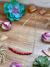 Load image into Gallery viewer, Silver-Plated Paperclip Chain Necklace with Dyed Coral & Hematite – 15”