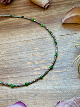 Load image into Gallery viewer, Green Turquoise Glass Seed Bead Necklace – 14 Inch