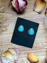 Load image into Gallery viewer, Sterling Silver Whitewater Turquoise Stud Earrings, Artist Jason Ogg