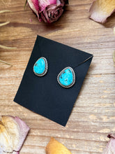 Load image into Gallery viewer, Sterling Silver Whitewater Turquoise Stud Earrings, Artist Jason Ogg