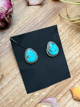 Load image into Gallery viewer, Sterling Silver Whitewater Turquoise Stud Earrings, Artist Jason Ogg