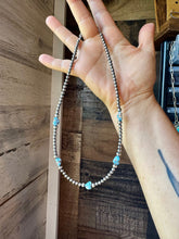 Load image into Gallery viewer, Golden Hill Turquoise &amp; Sterling Silver Pearl Necklace – 16" + Extender
