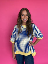 Load image into Gallery viewer, oversized stripe top blue
